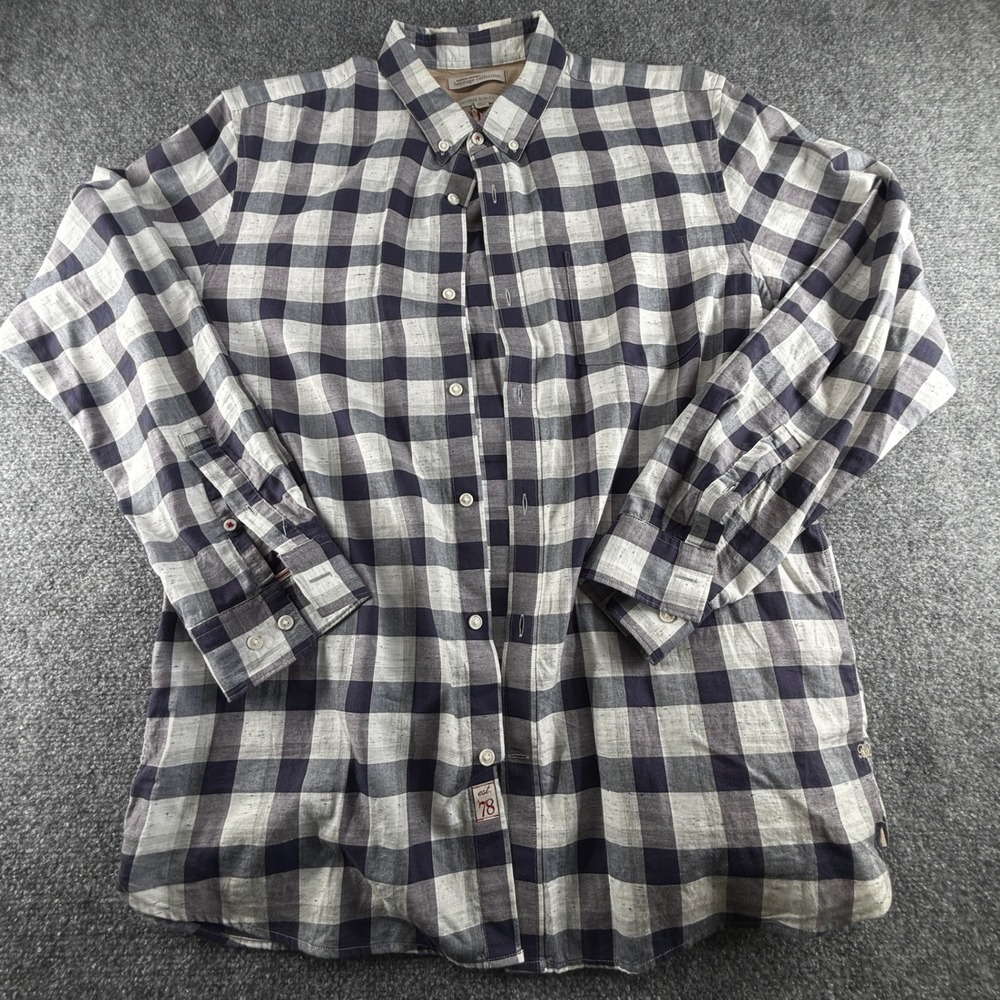 Banana Republic Heritage Collection Navy Buffalo Check Slim Fit Cotton Shirt L